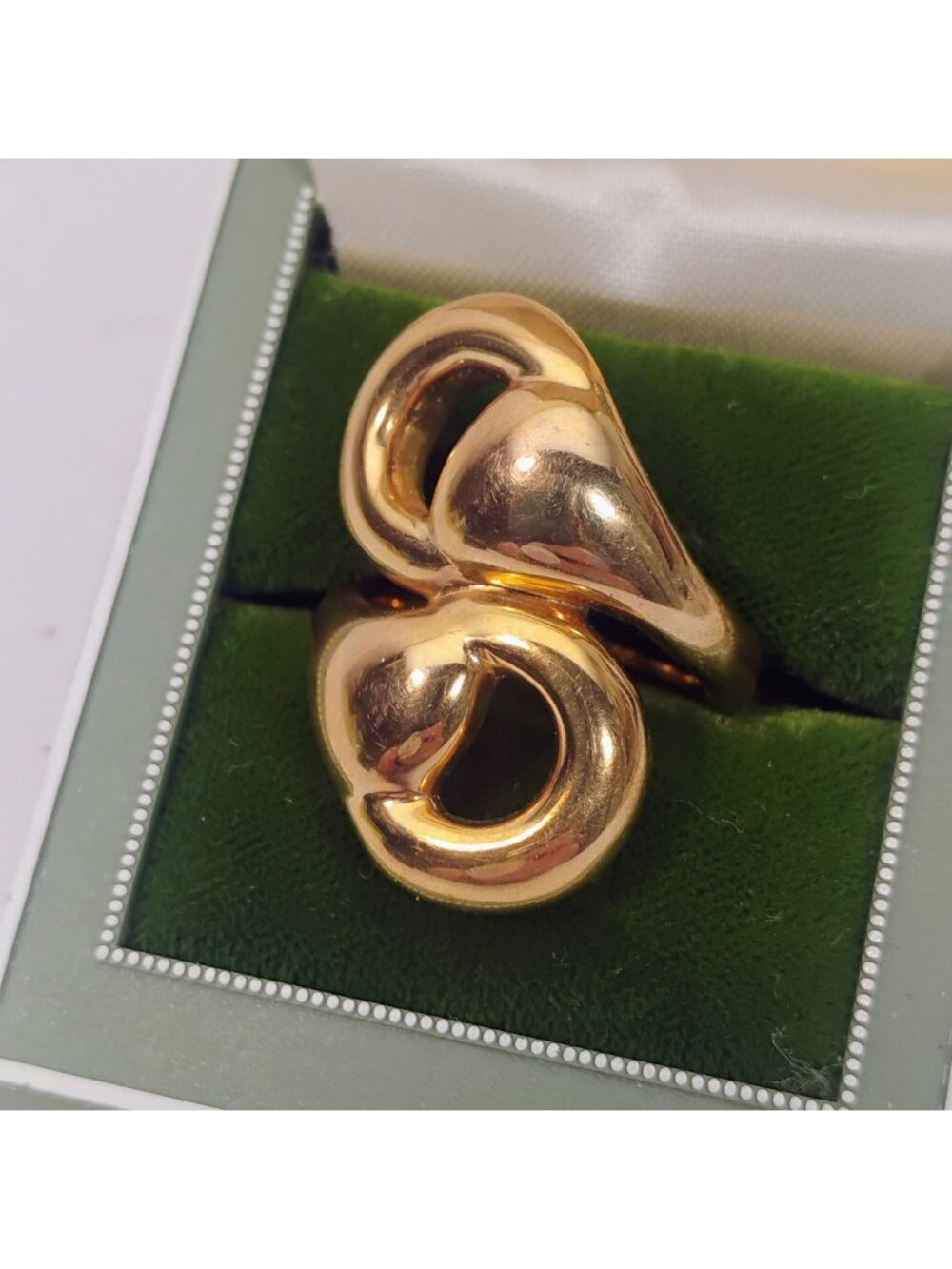 Bellezza Shiny Gold Tone Buckle Style Ring Size 6.5 Electroplated EM7 Thailand